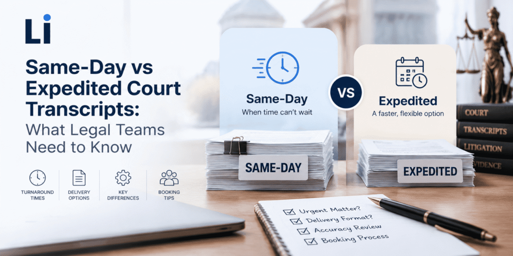 Same-Day vs Expedited Court Transcripts: What Legal Teams Need to Know